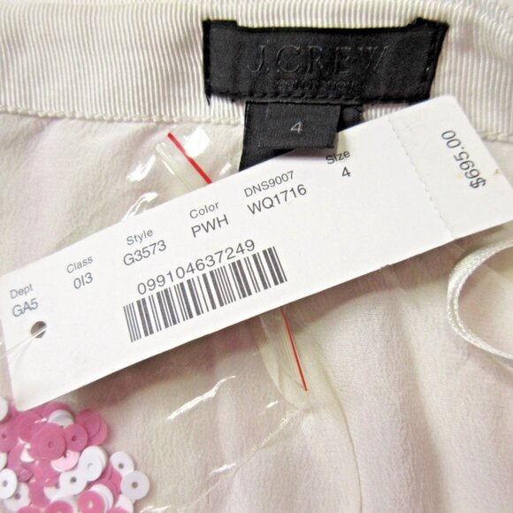 NWT J.Crew Collection Striped Pencil in Pink White Sequin Skirt 4 $695 - Picture 2 of 6
